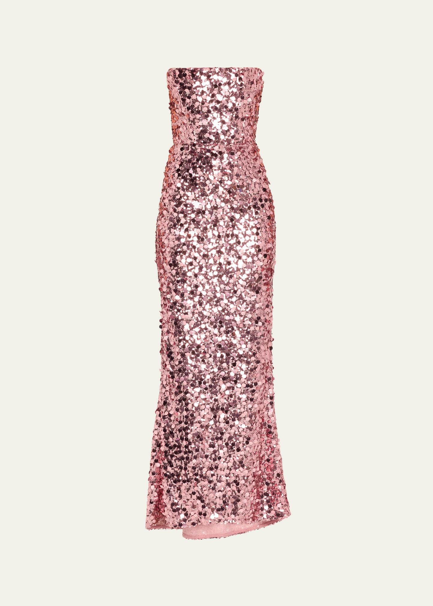 farah strapless sequin column gown