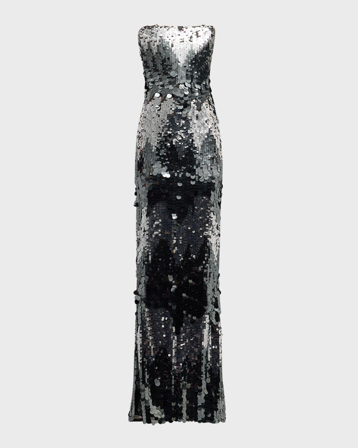 farah strapless sequin column gown