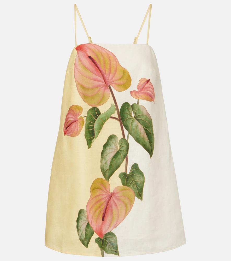 farm rio anturium golden linen minidress