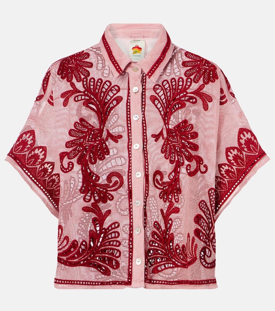 farm rio arabesc embroidered cotton shirt