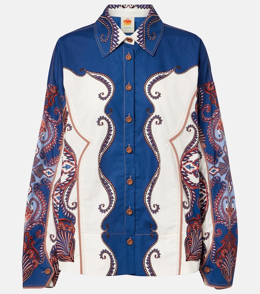 farm rio arabesque scarf printed cotton shirt
