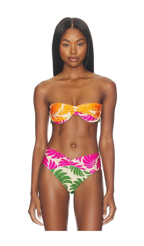 farm rio banana wings bikini top in green,orange.