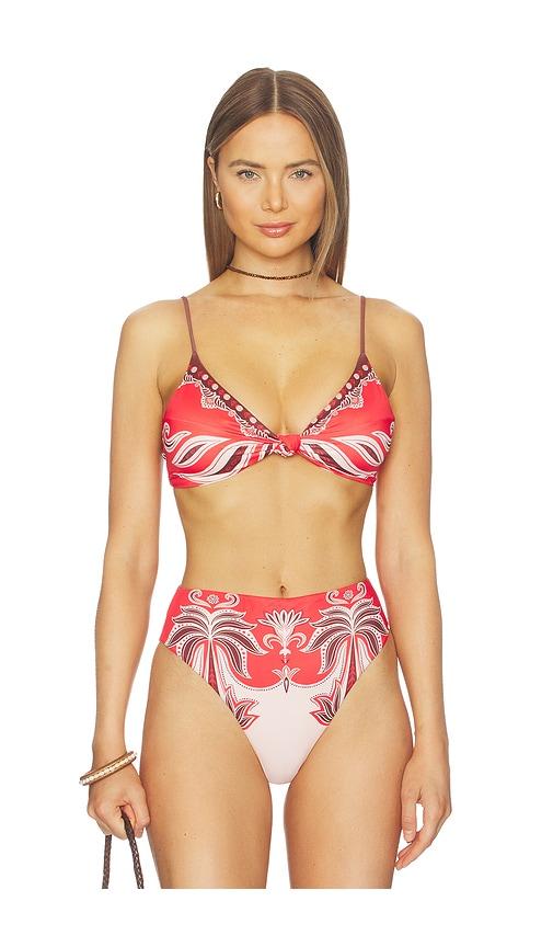 farm rio bandeau bikini top in red.
