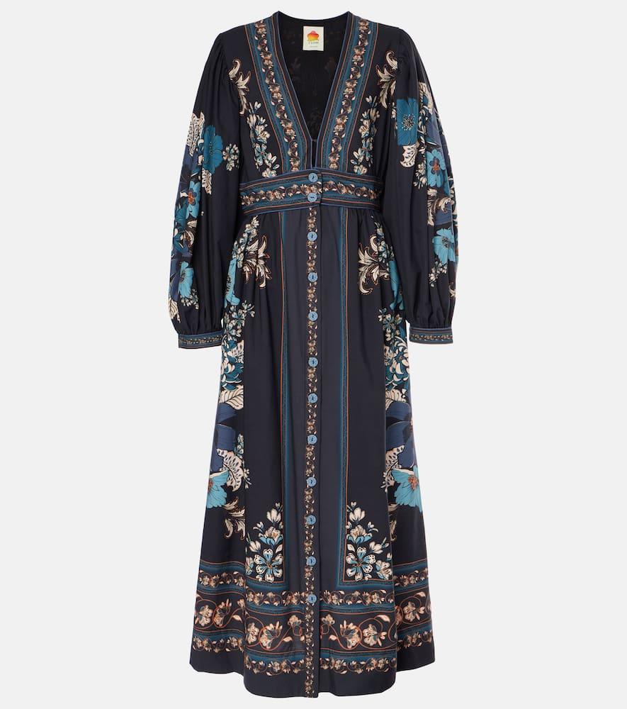farm rio blossom tapestry cotton midi dress