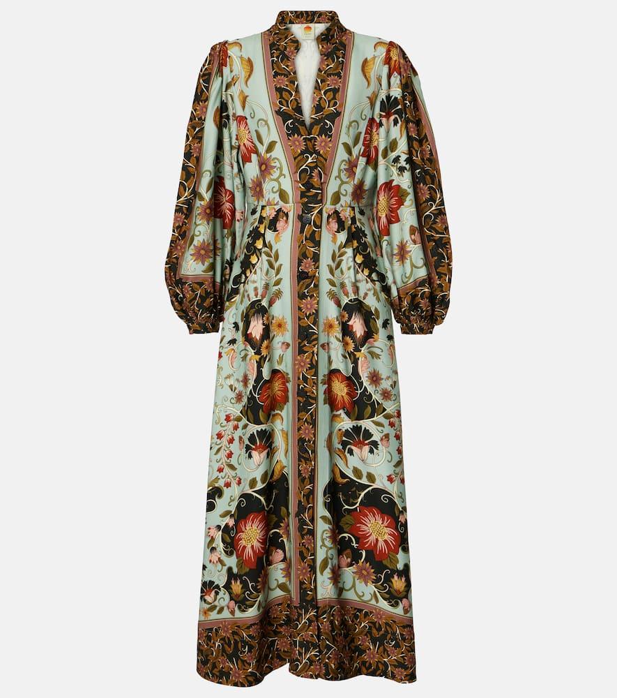 farm rio blue flowing beauty floral maxi dress