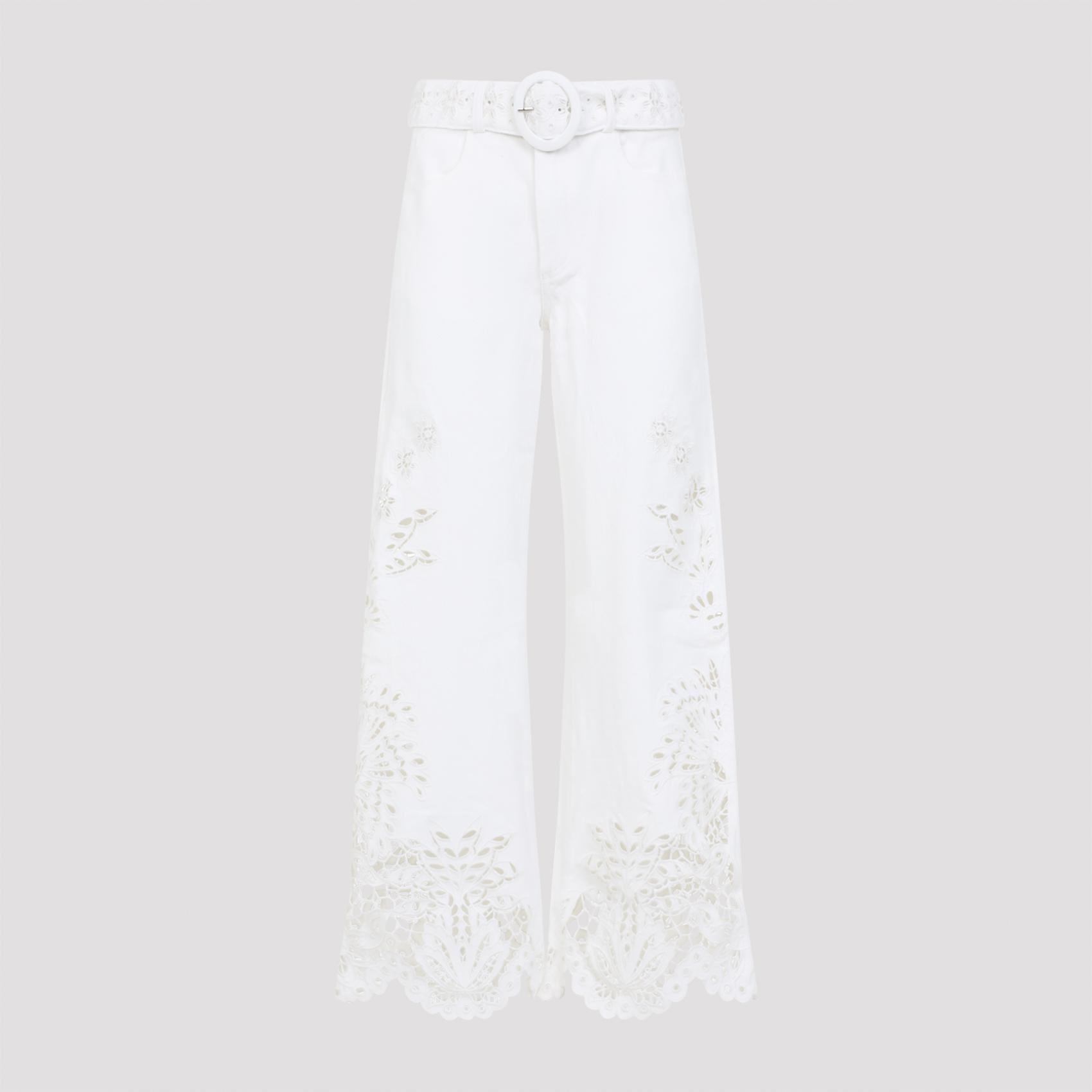 farm rio boho beauty pants white cotton - women