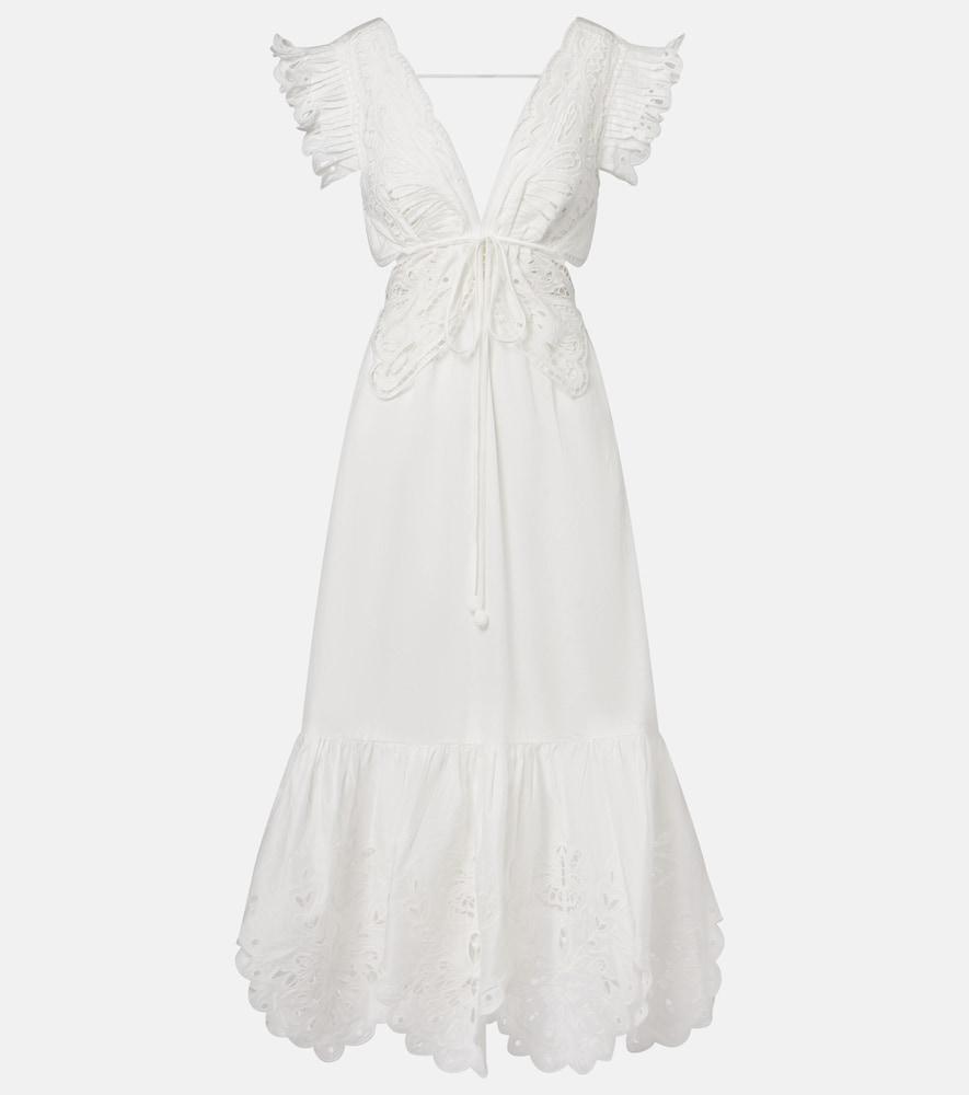 farm rio broderie anglaise cotton midi dress