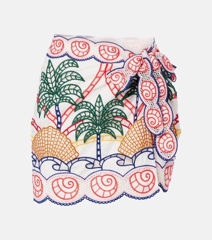 farm rio broderie anglaise cotton wrap skirt
