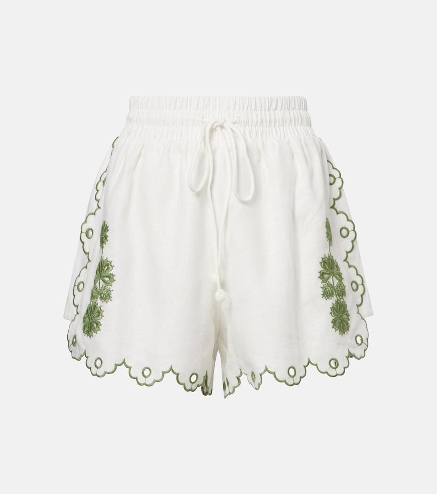 farm rio broderie anglaise linen shorts