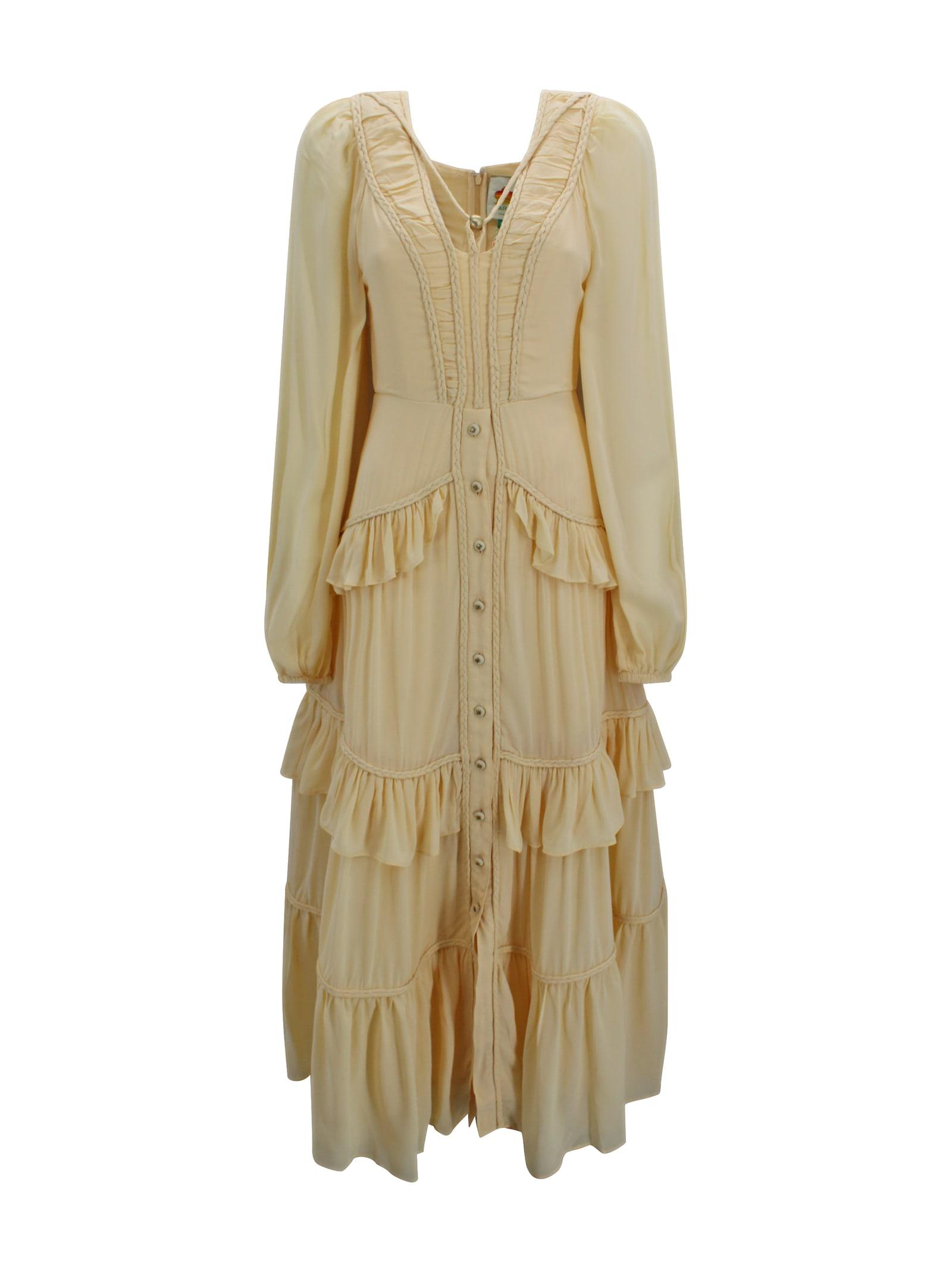 farm rio butter yellow ruffled buttoned maxi dress