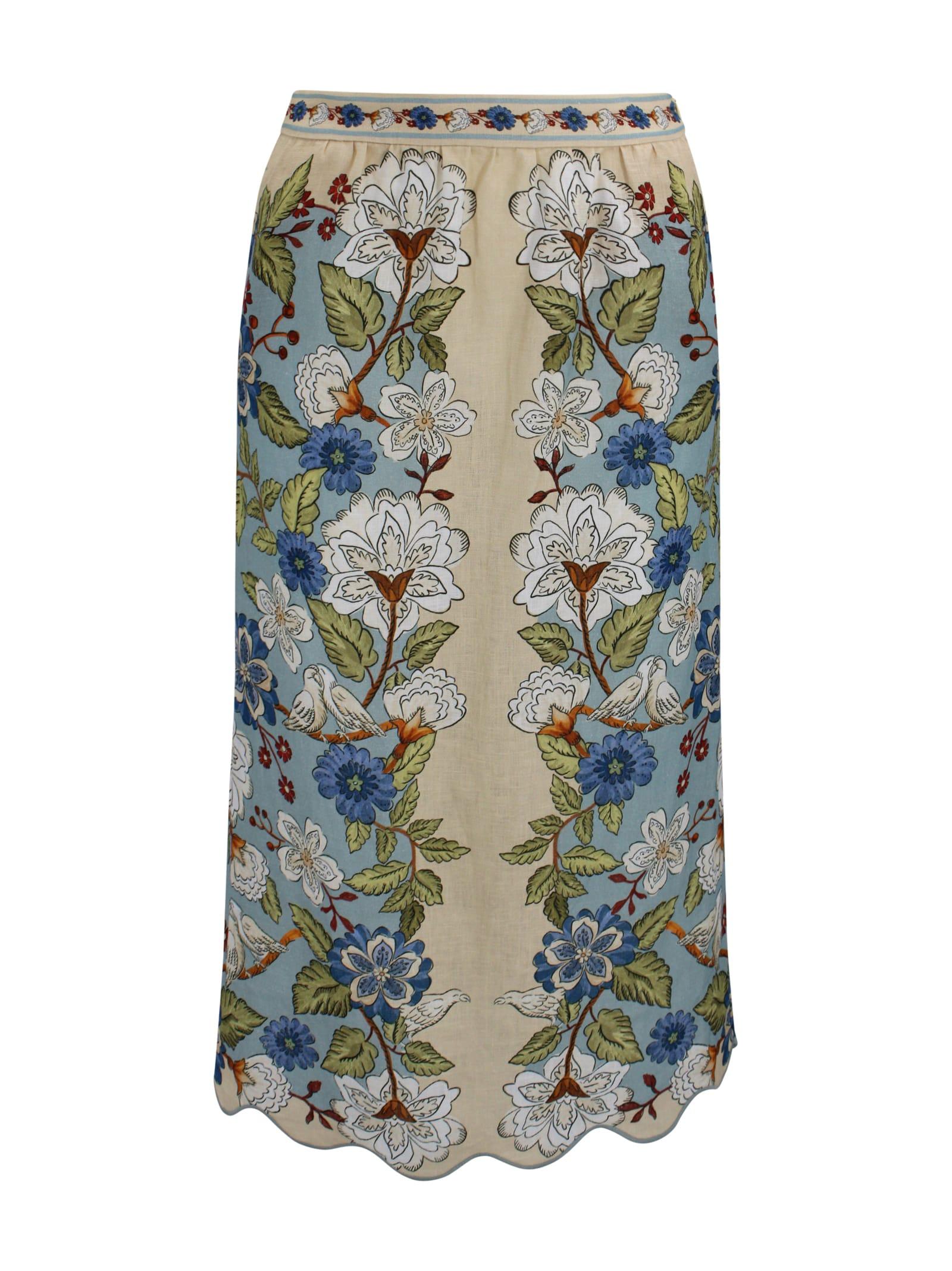 farm rio cream garden scarf euroflax premium linen midi skirt