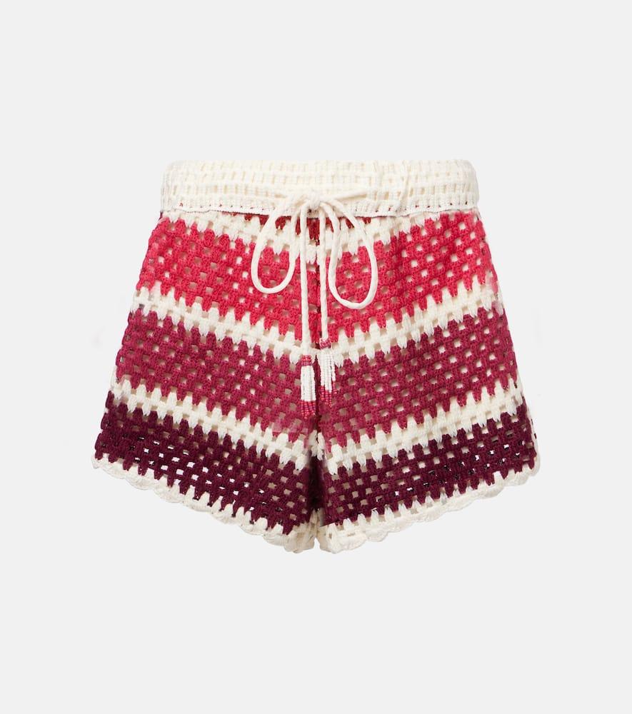 farm rio crochet striped shorts