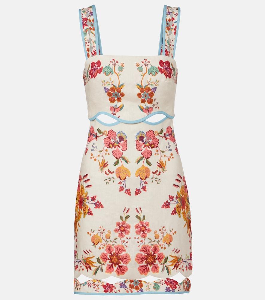 farm rio cutout floral linen minidress