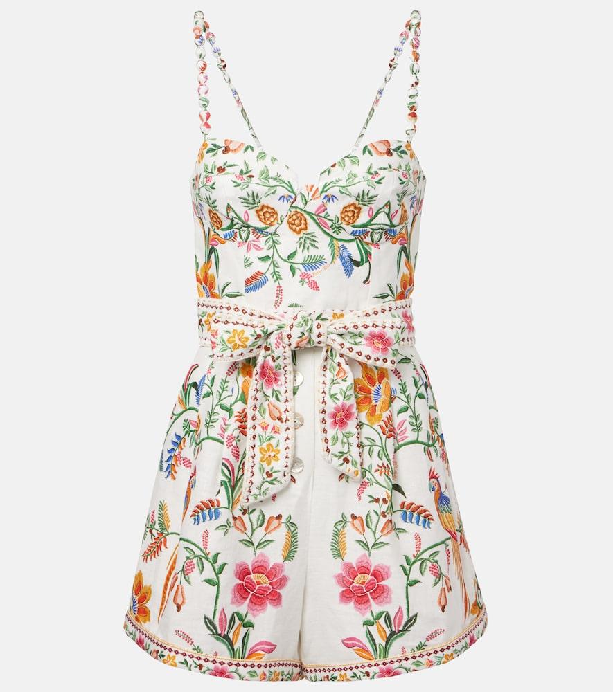 farm rio delicate forest floral linen romper