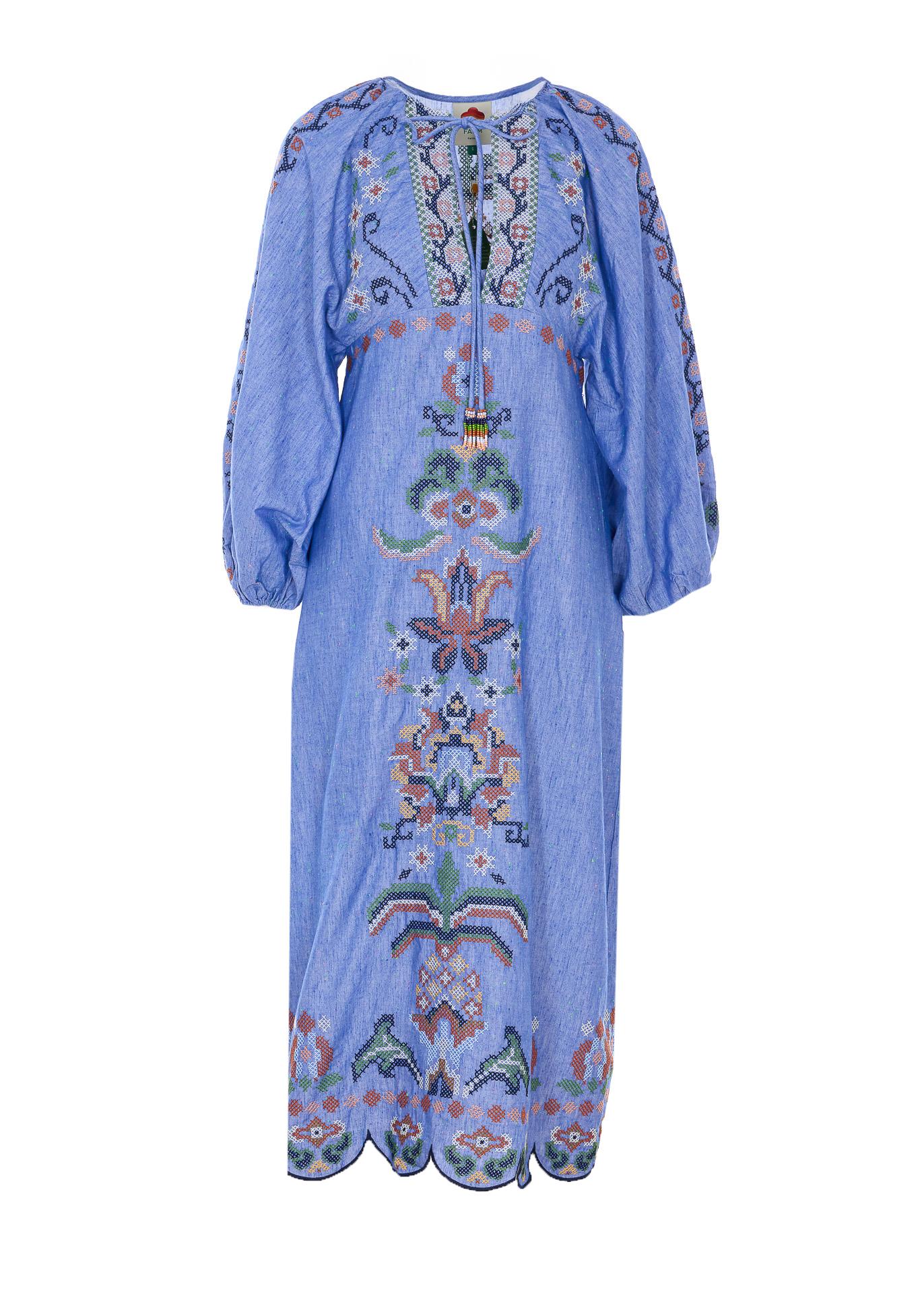 farm rio dresses blue cotton - women