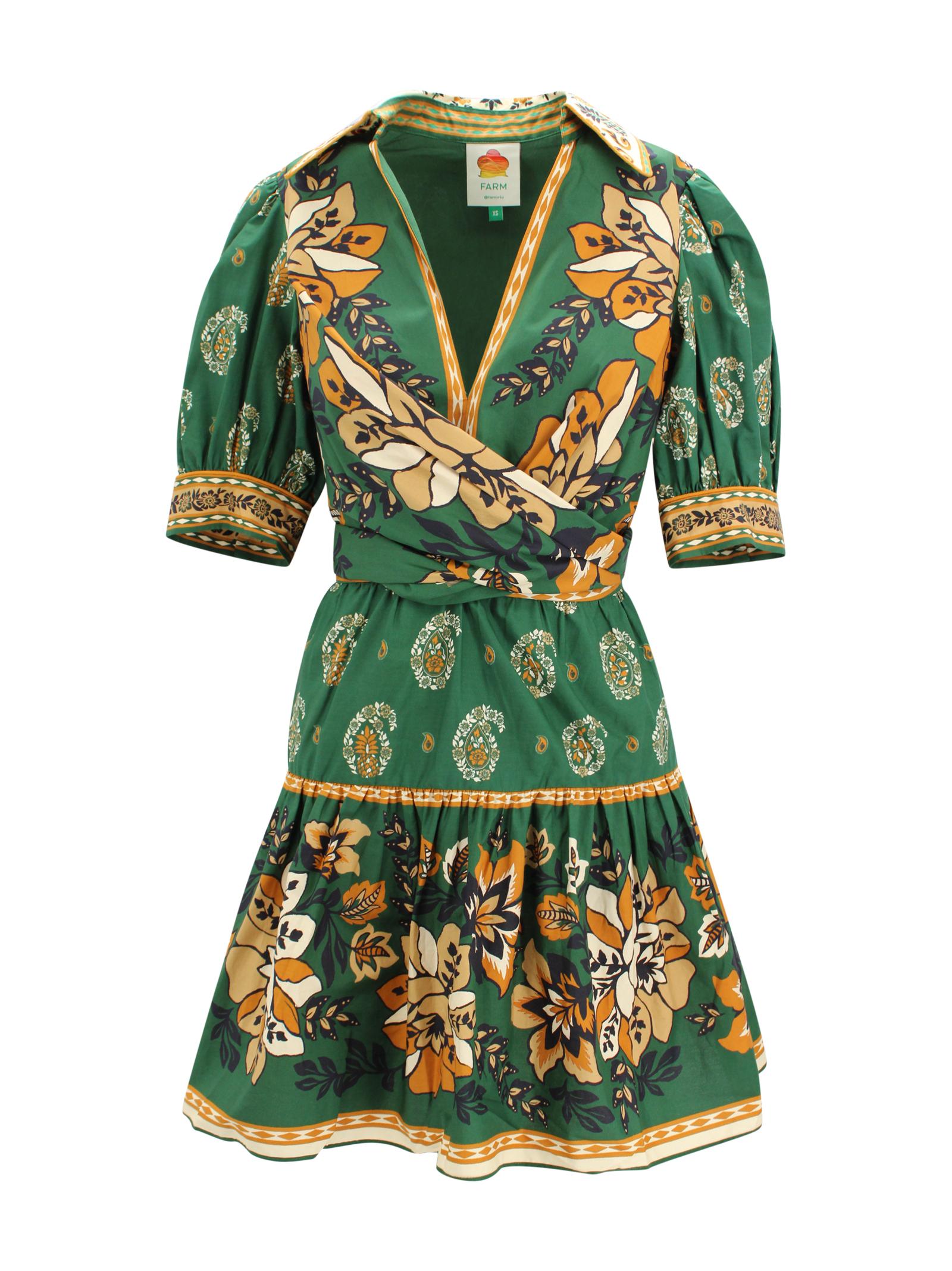 farm rio dresses green cotton - women
