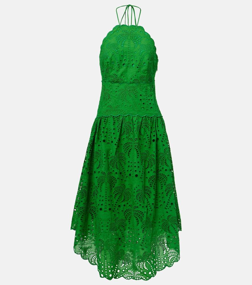 farm rio embellished cotton midi dress