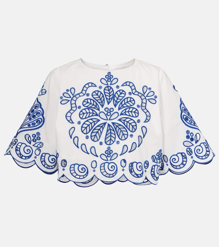 farm rio embroidered cotton crop top