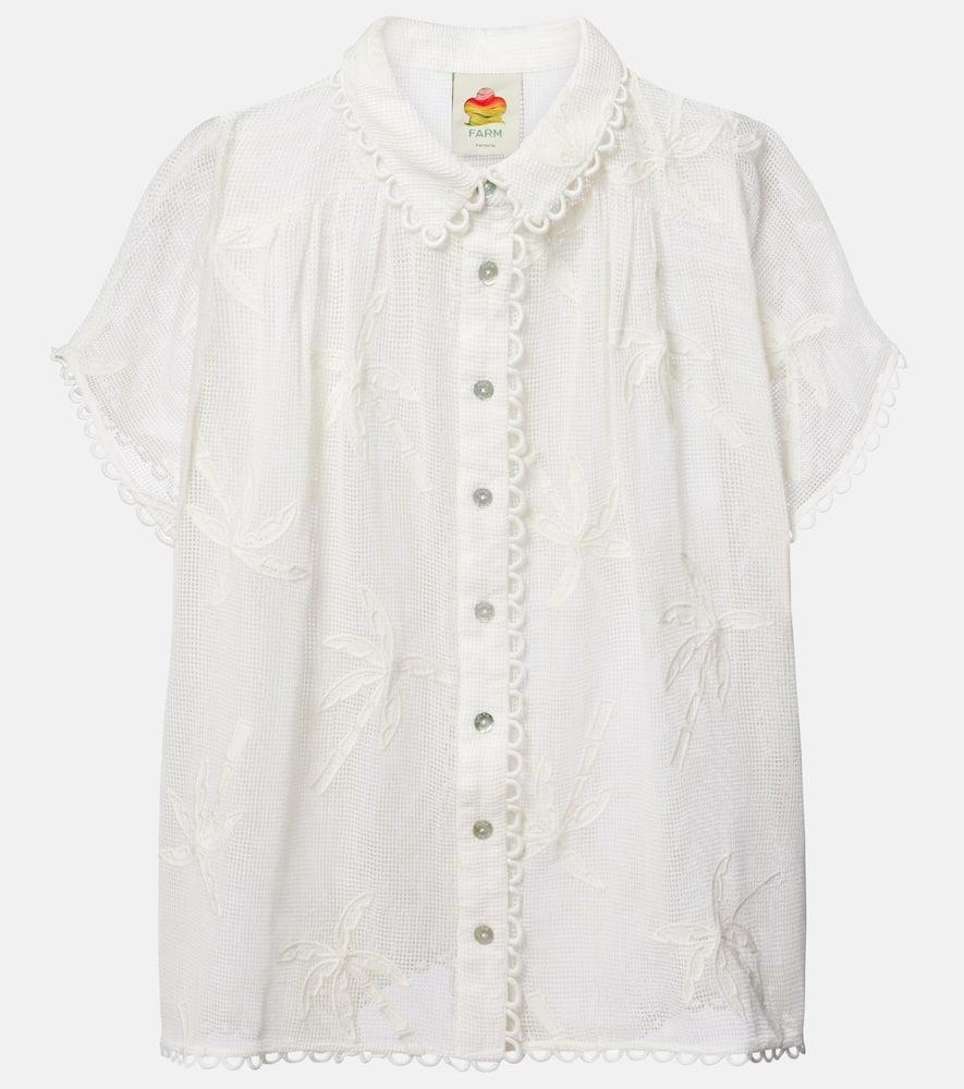 farm rio embroidered cotton shirt