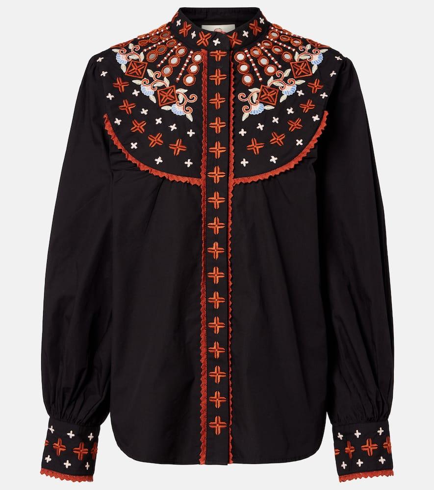 farm rio embroidered cotton shirt