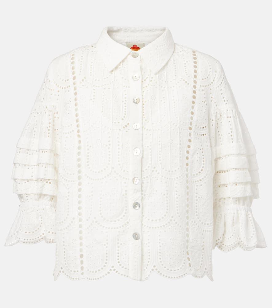 farm rio embroidered cotton shirt