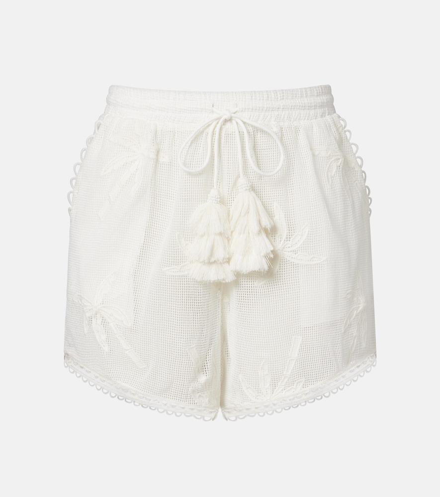 farm rio embroidered cotton shorts