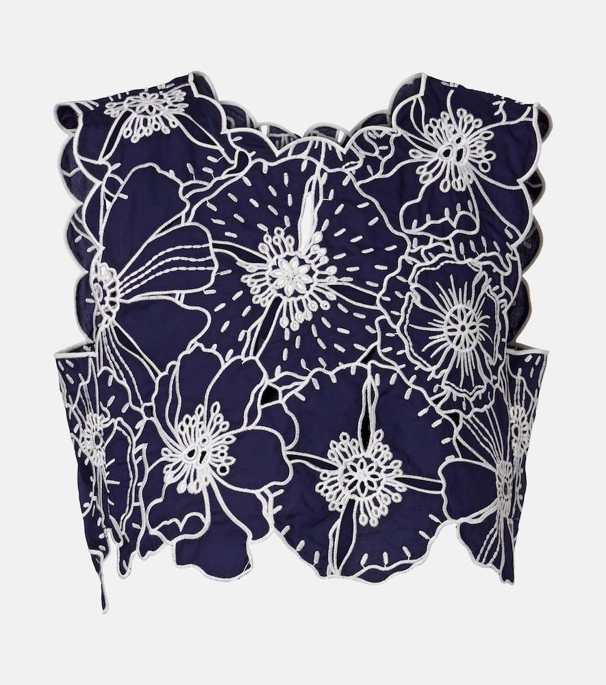 farm rio embroidered floral cotton crop top
