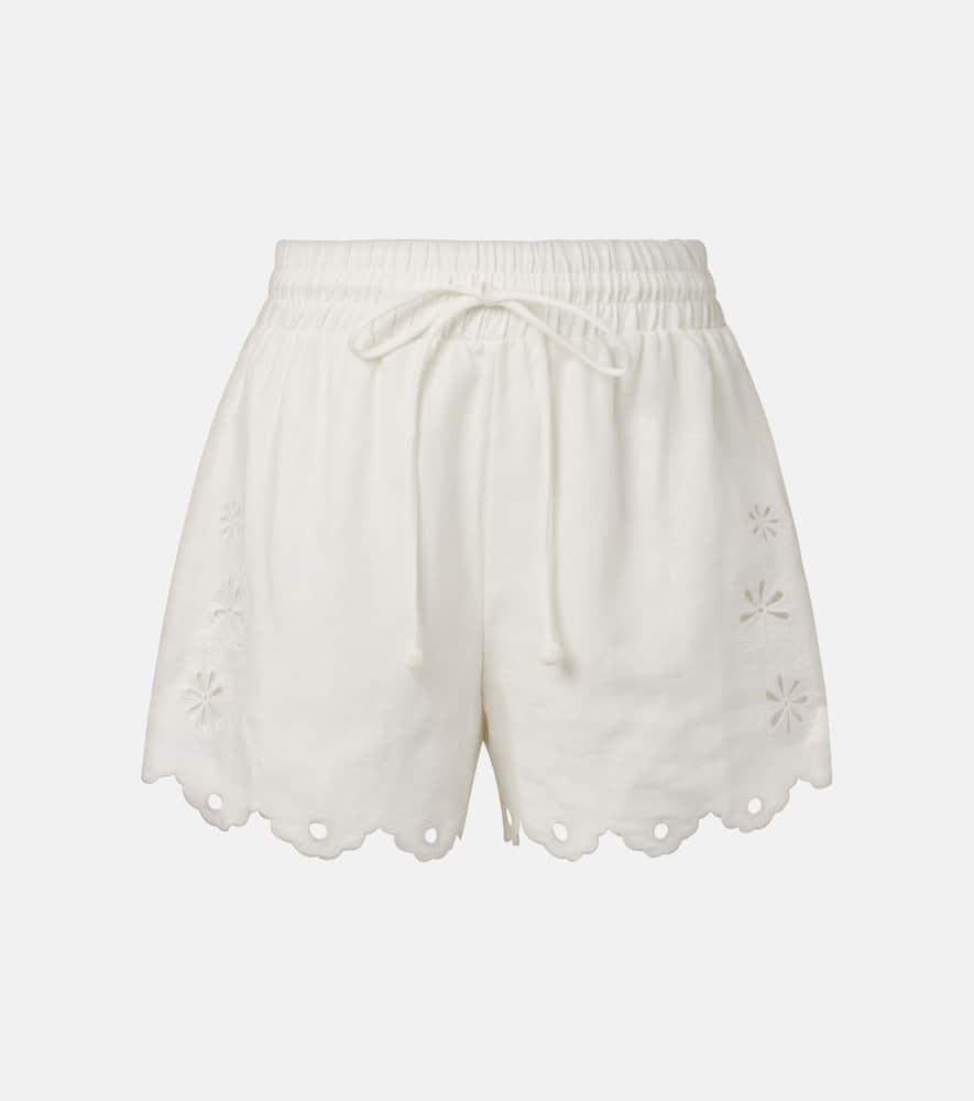 farm rio embroidered linen shorts