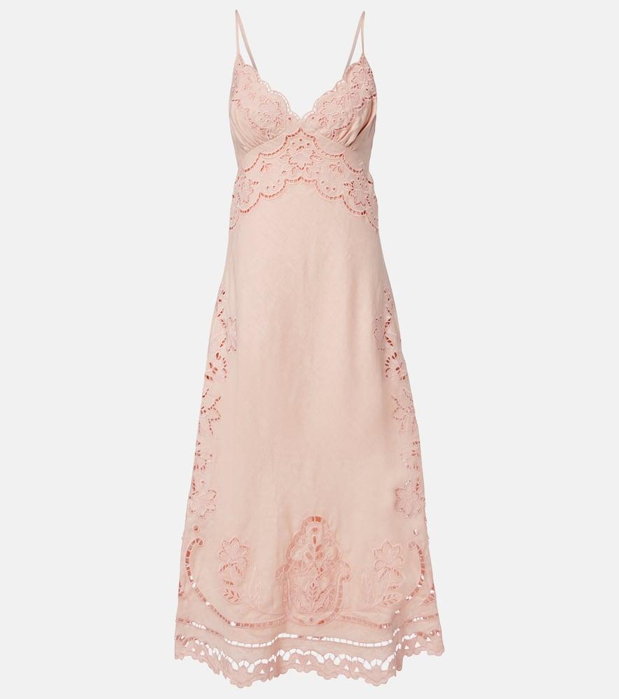 farm rio embroidered linen slip dress
