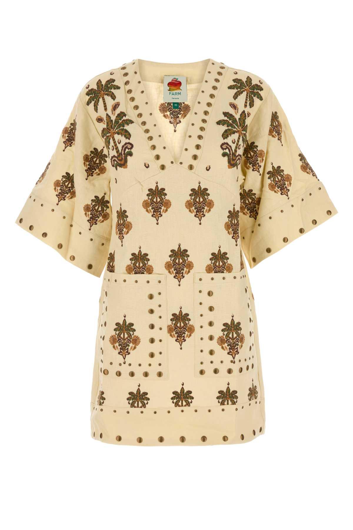 farm rio embroidered linen tunic dress