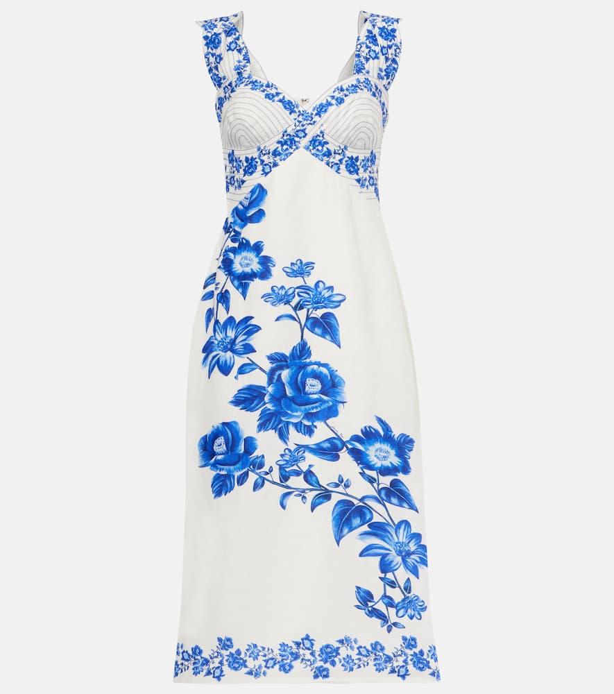farm rio floral cascade linen midi dress