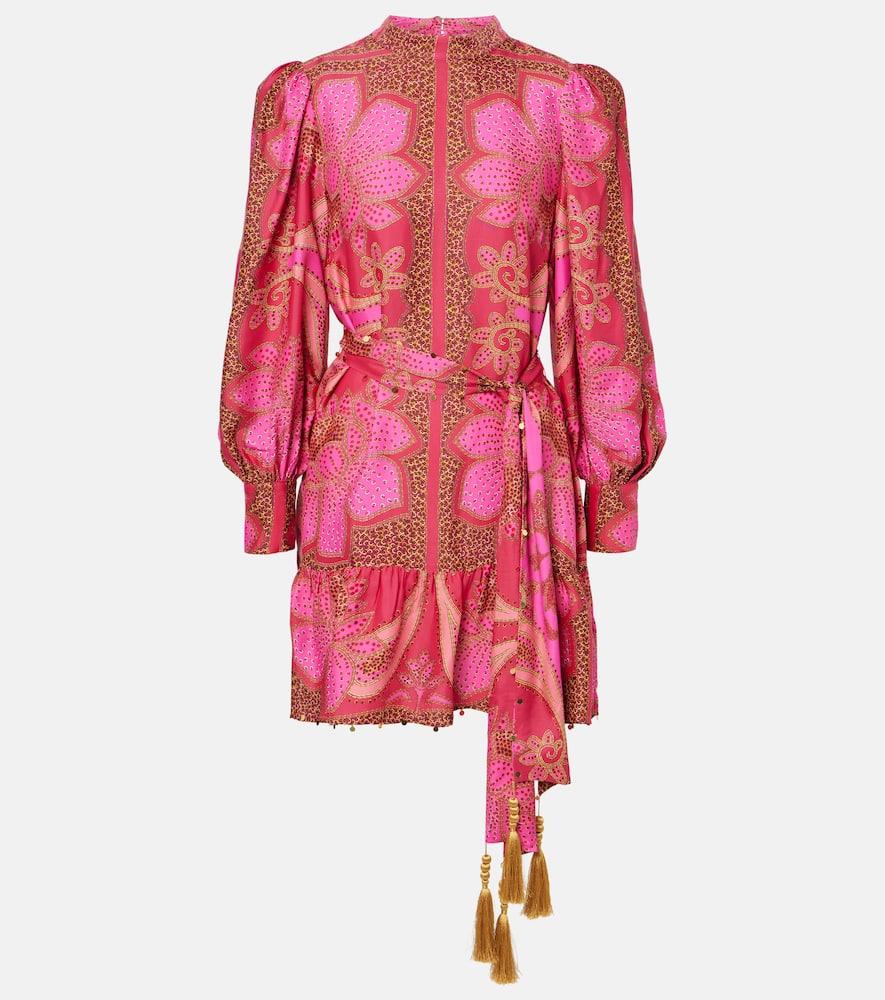 farm rio floral glam scarf satin minidress