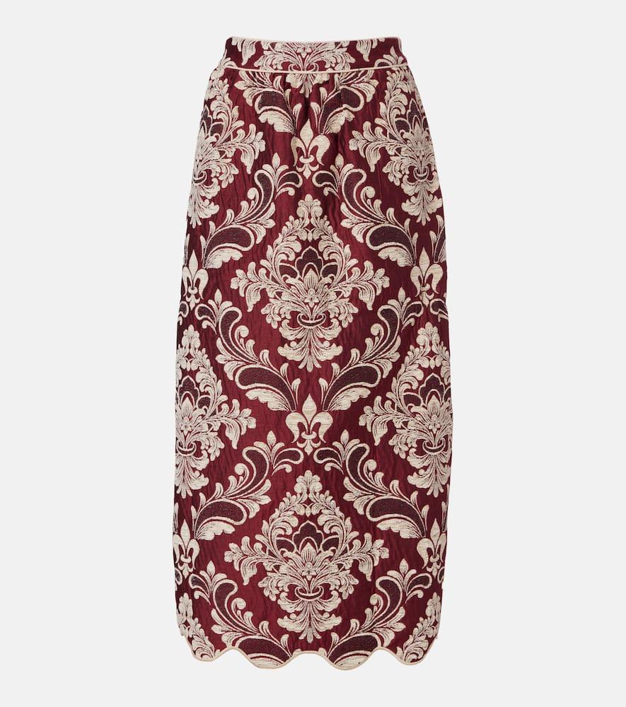 farm rio floral jacquard midi skirt