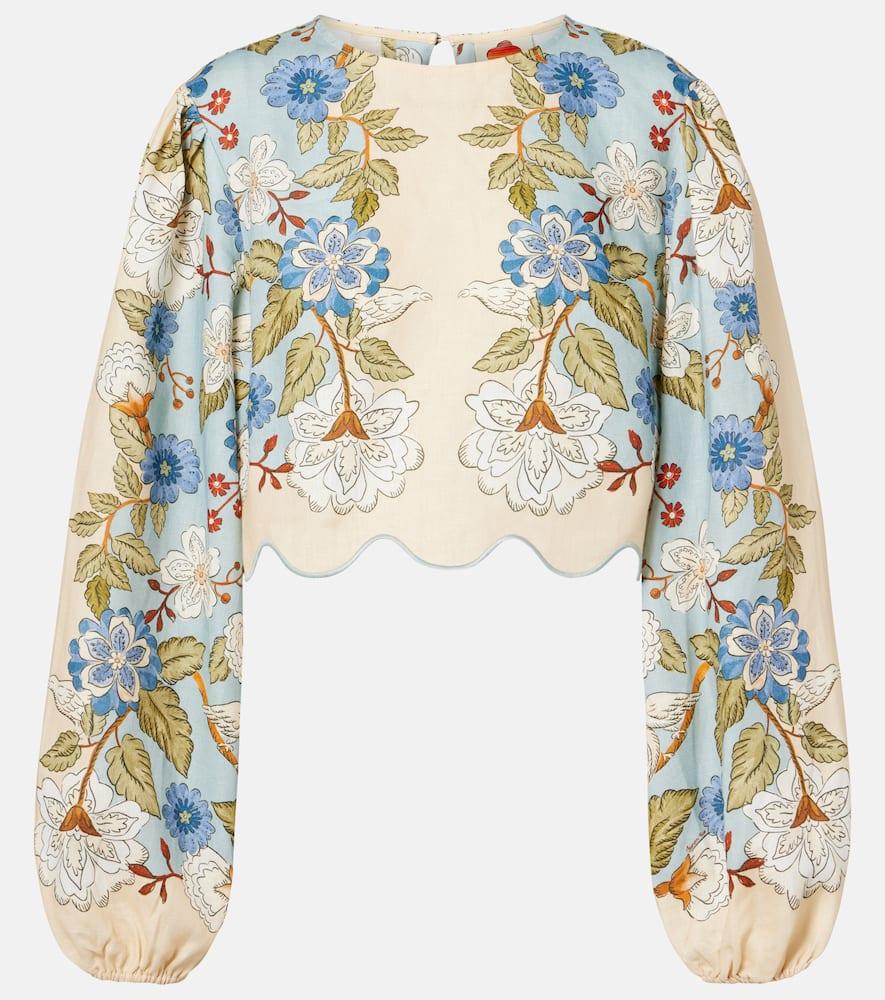 farm rio floral linen blouse