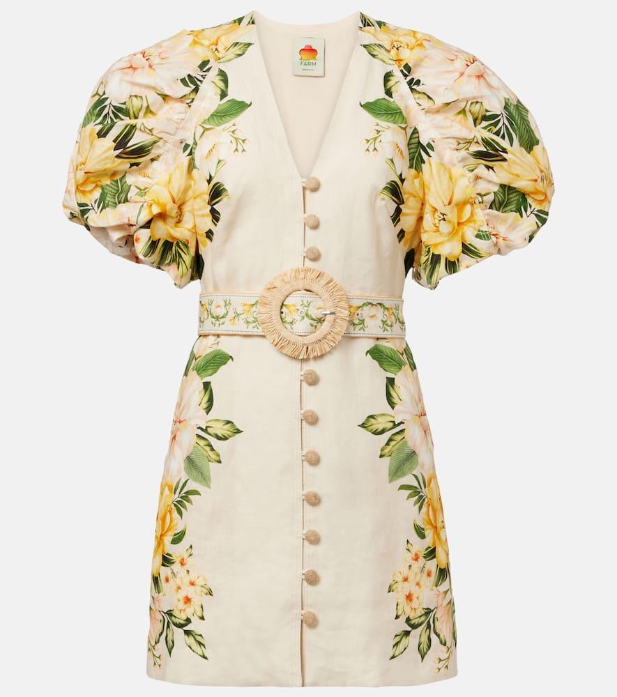 farm rio floral linen minidress