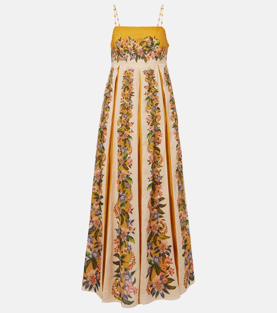 farm rio floral pleated cotton maxi dress