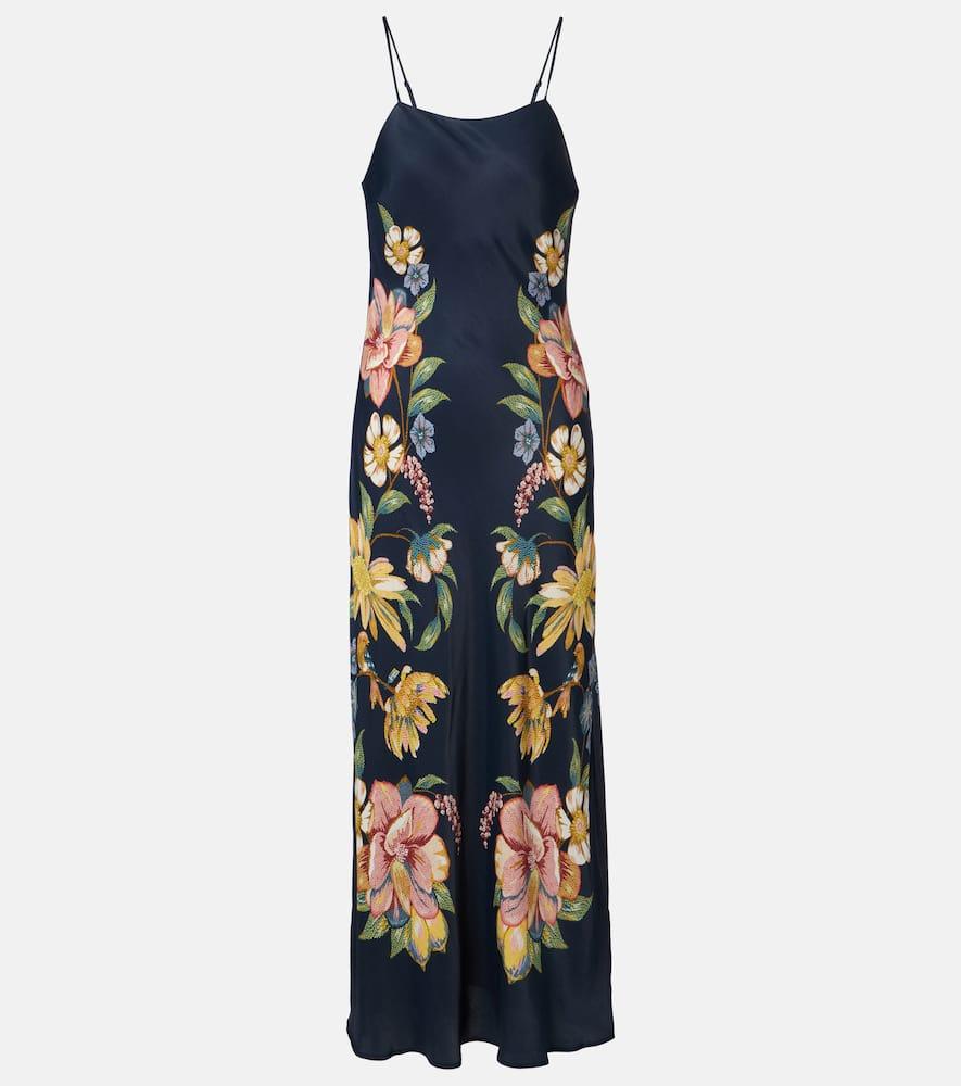 farm rio floral satin maxi dress