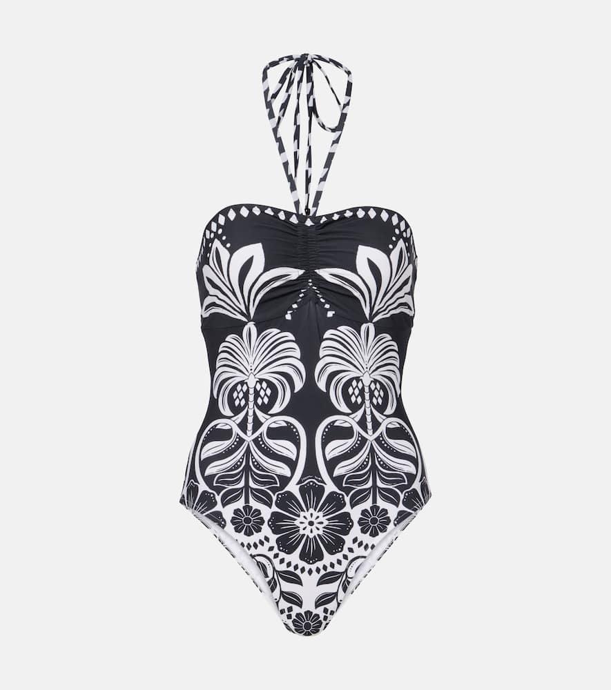 farm rio flowers leopards halterneck swimsuit