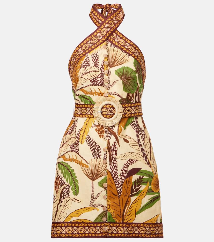 farm rio foliage sketch linen minidress