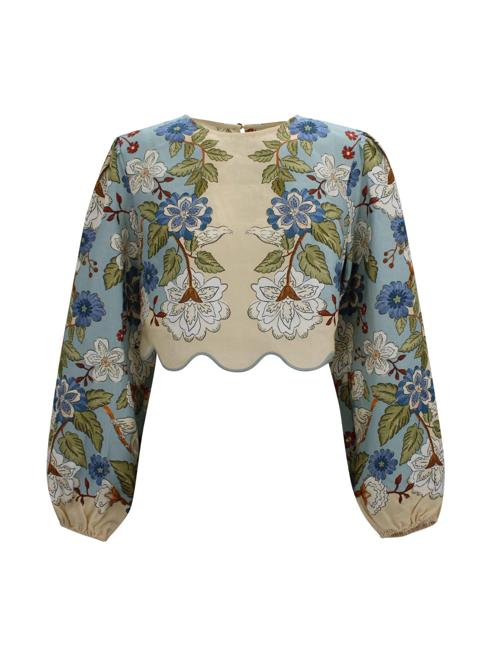 farm rio garden scarf floral blouse
