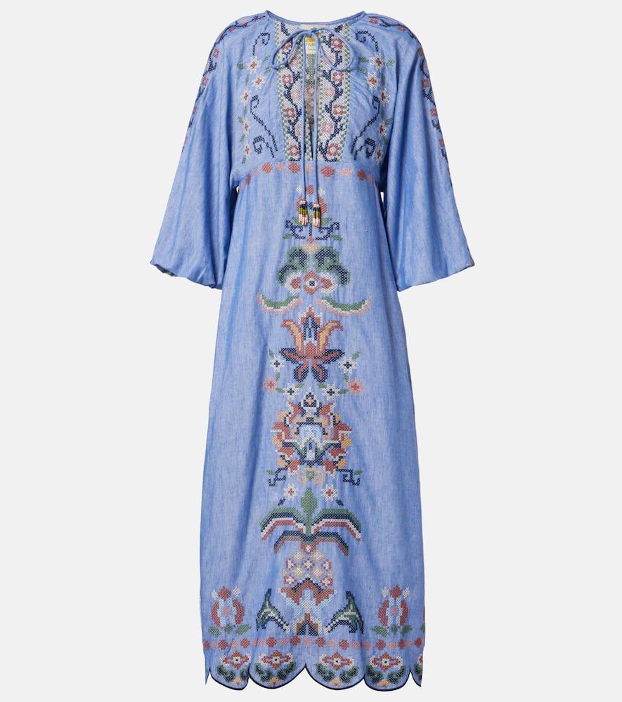 farm rio garden tapestry cotton midi dress