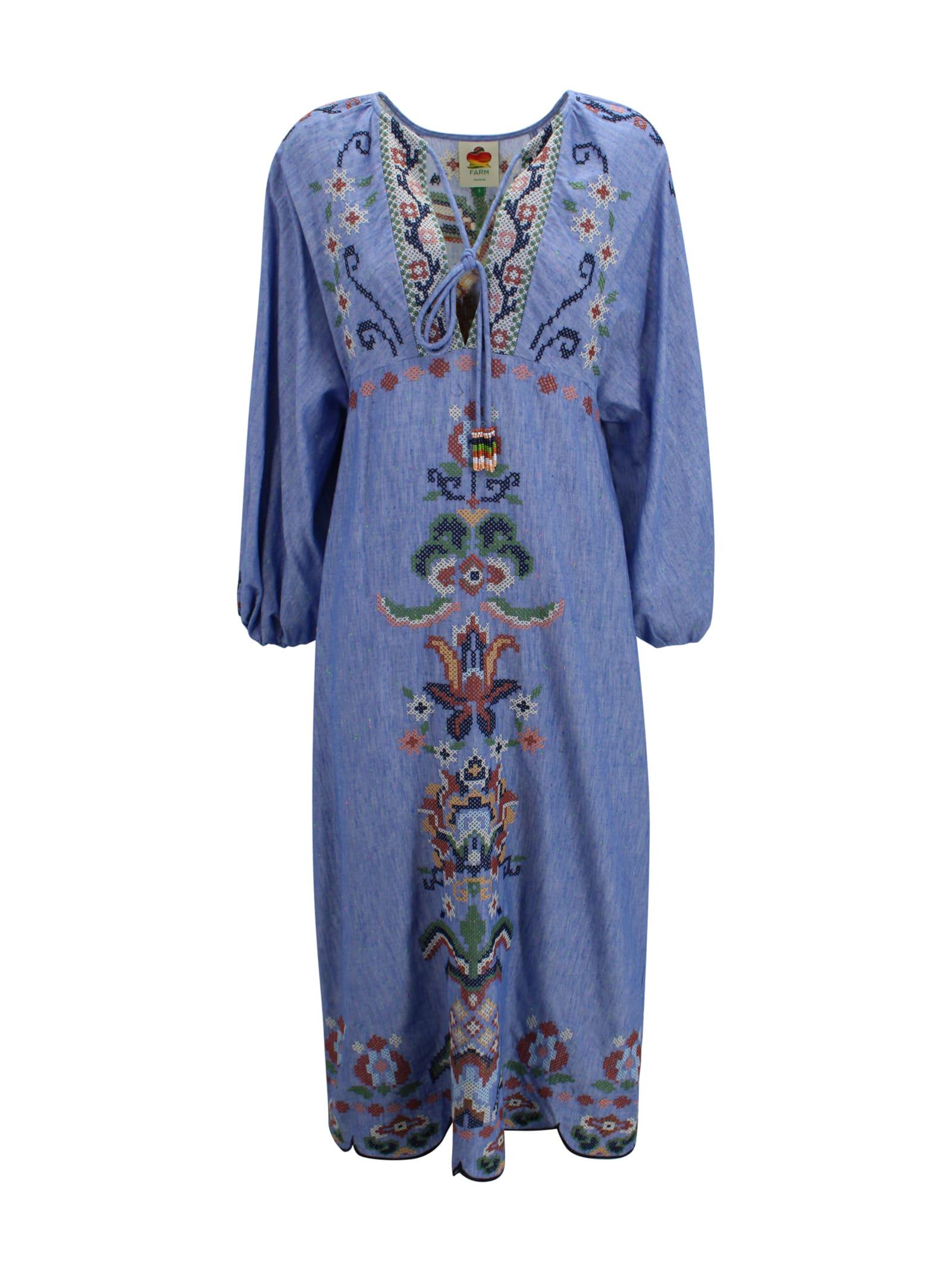 farm rio garden tapestry long embroidered dress