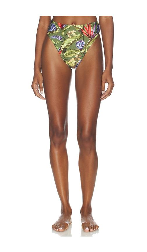 farm rio hot pants bikini bottom in green.