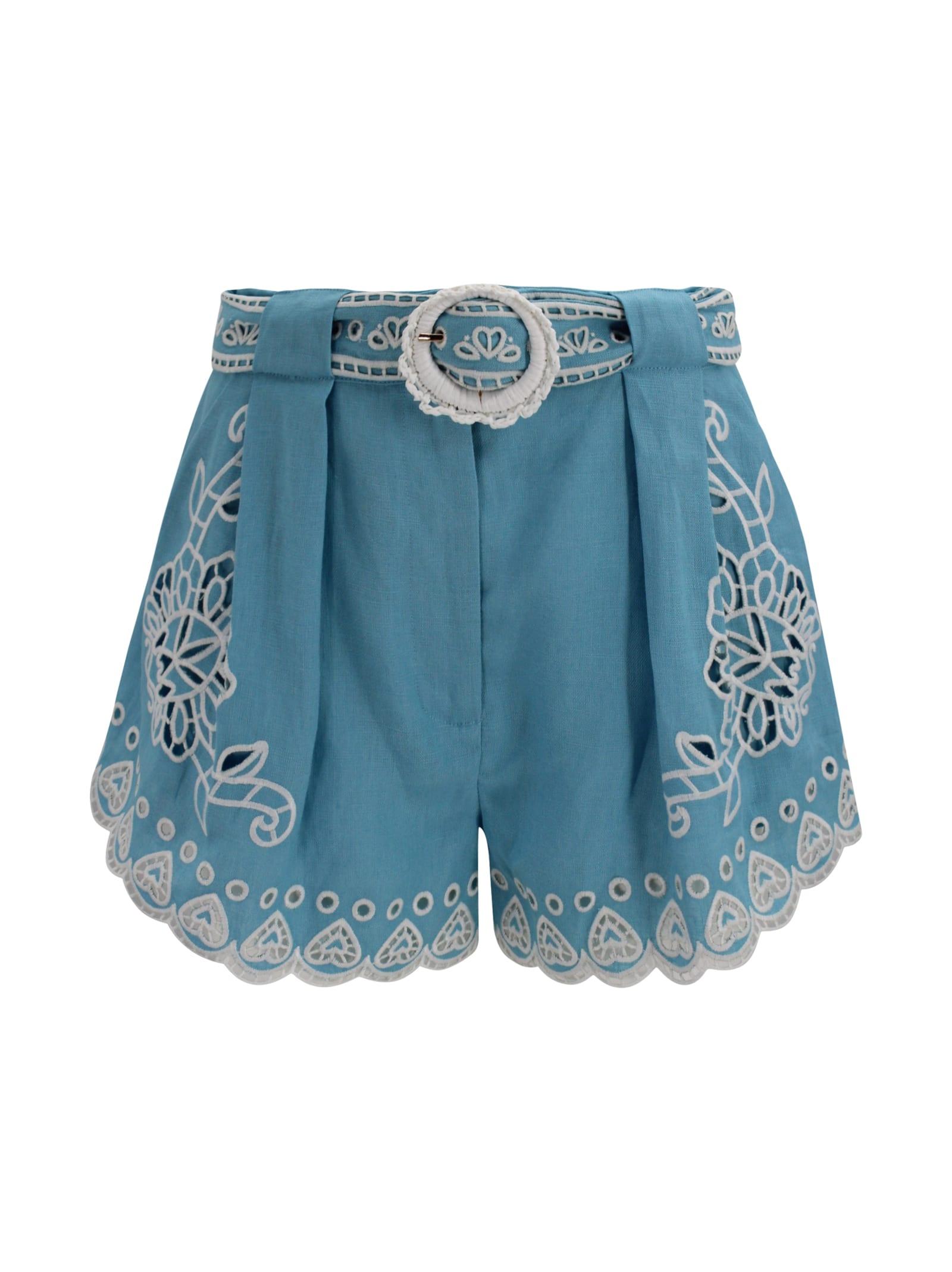 farm rio light blue romantic richelieu euroflax premium linen shorts