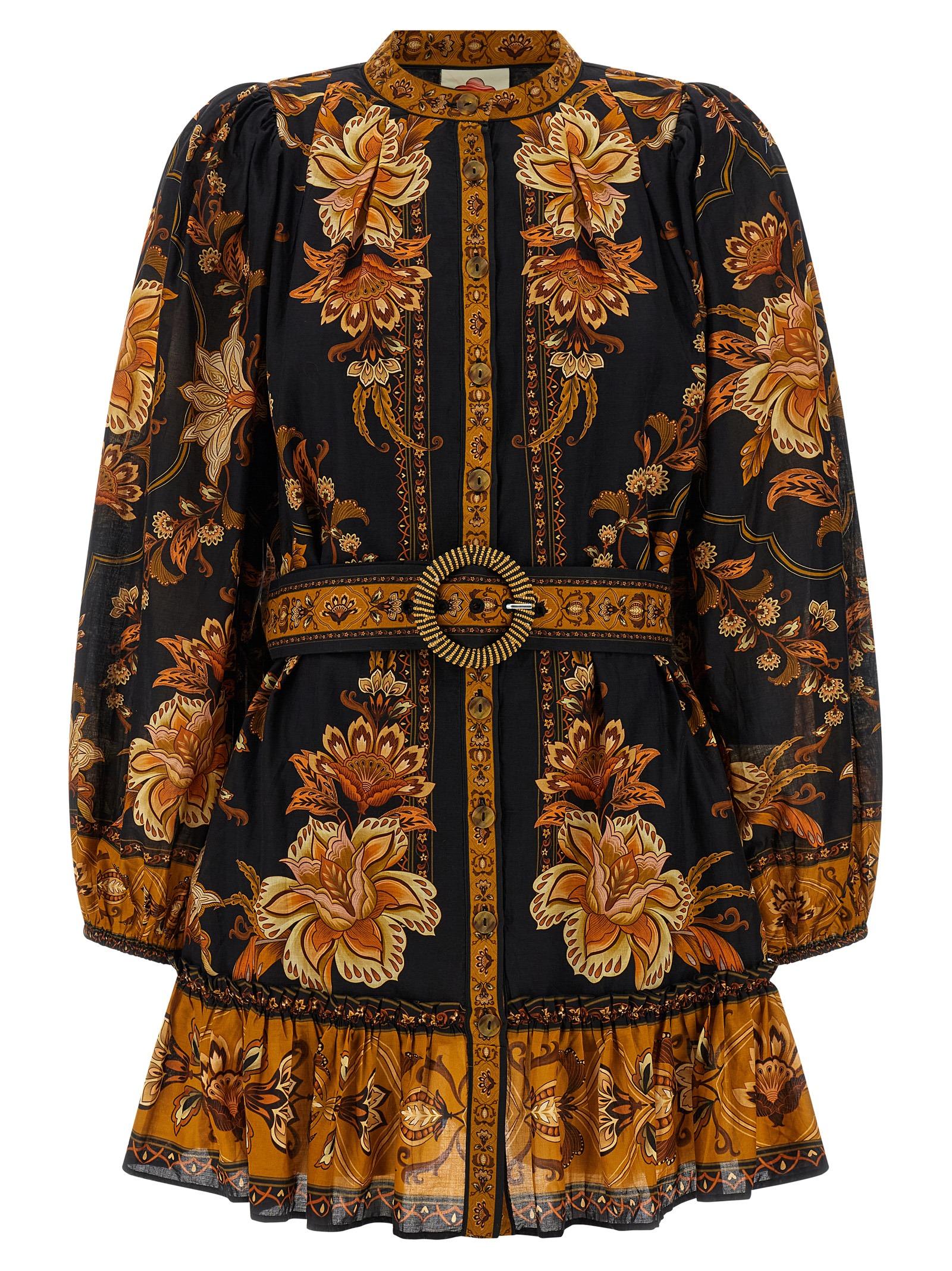 farm rio majestic garden black dress cotton - women