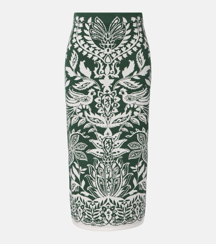 farm rio miranda intarsia knitted midi skirt