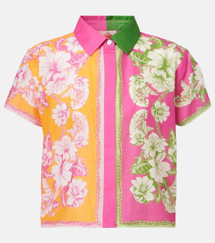 farm rio mixed scarves floral elegance cotton shirt