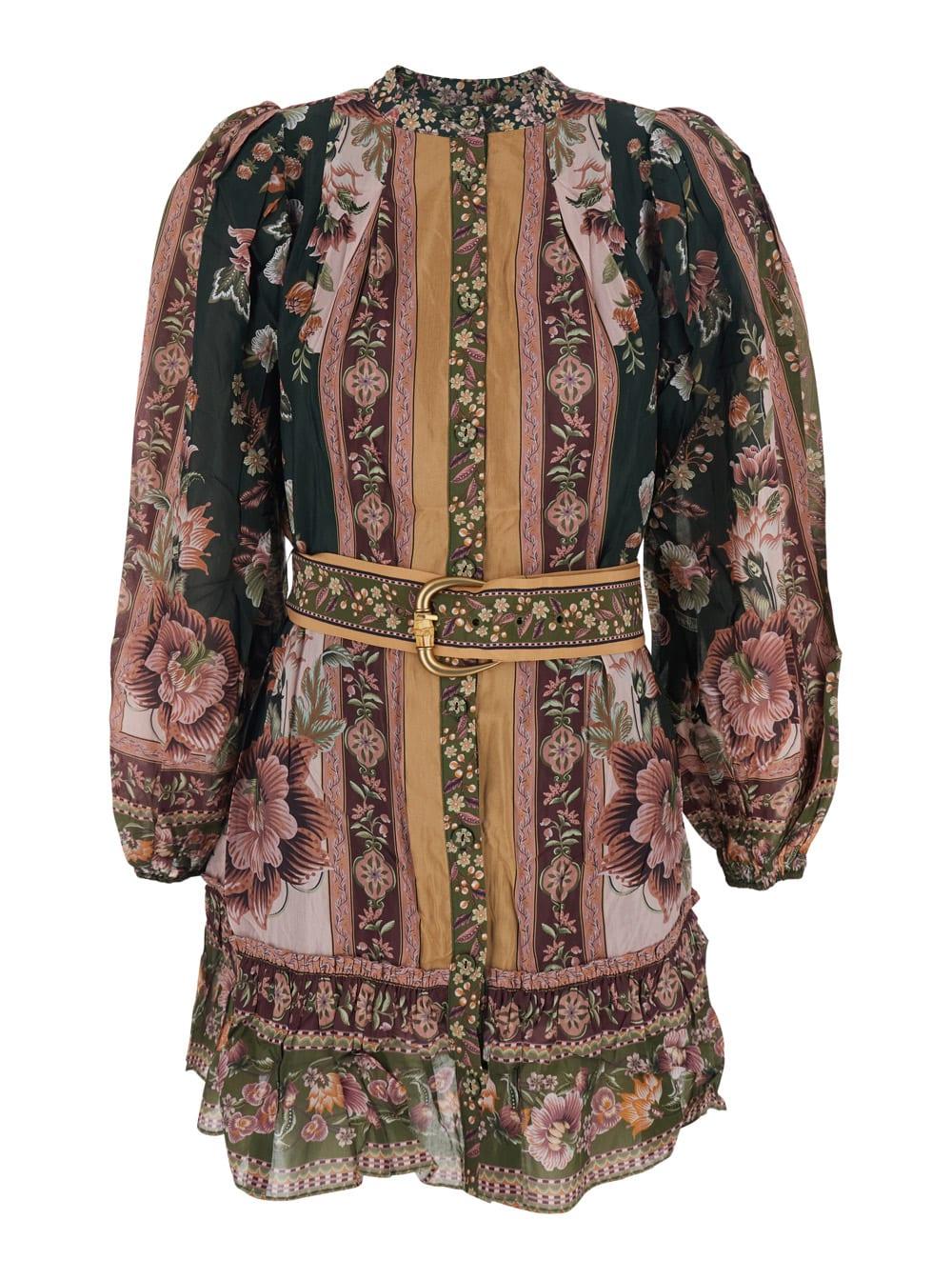 farm rio multicolor dress with all-over floral print in fabric woman