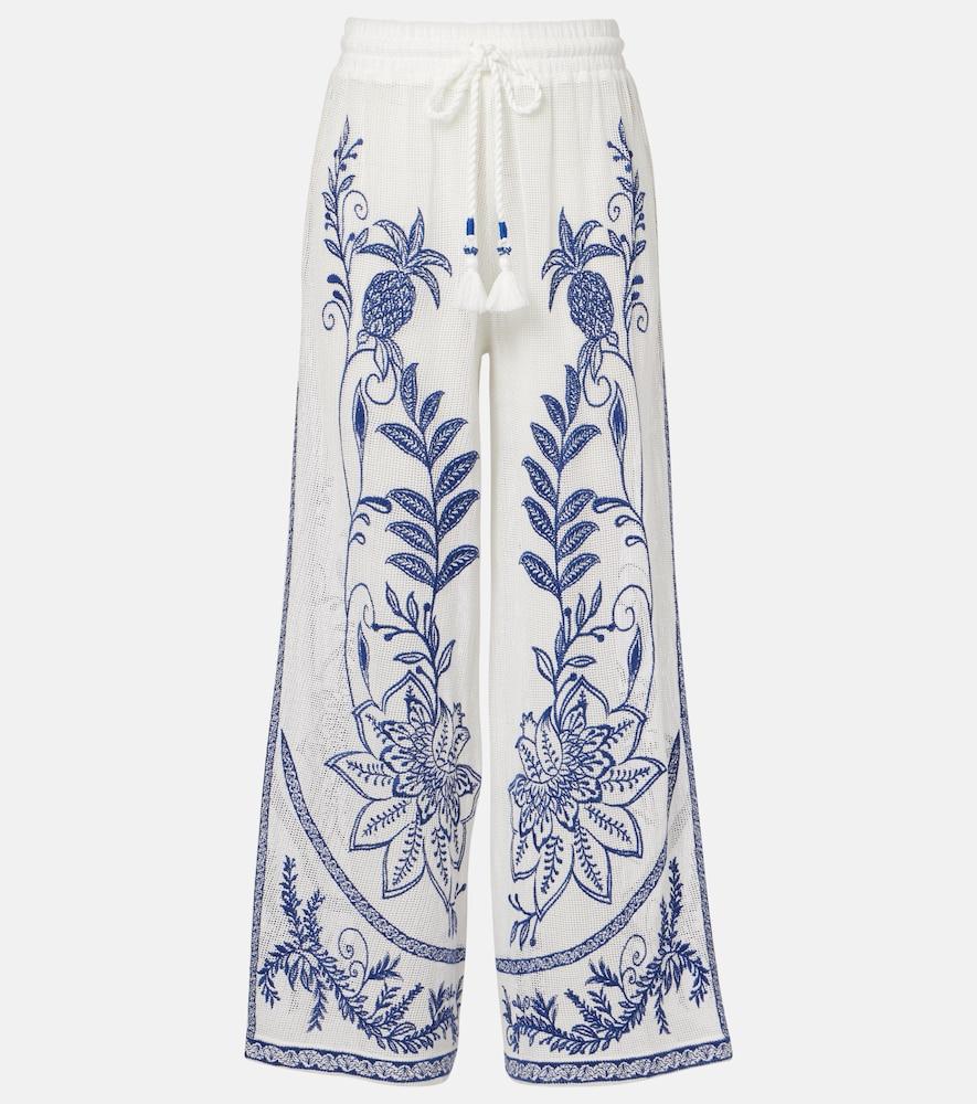 farm rio nina embroidered cotton pants