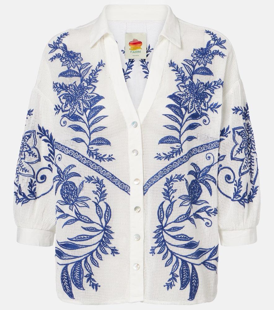 farm rio nina embroidered cotton shirt